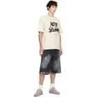 CAMPERLAB Black Distorted Print Distressed Denim Shorts
