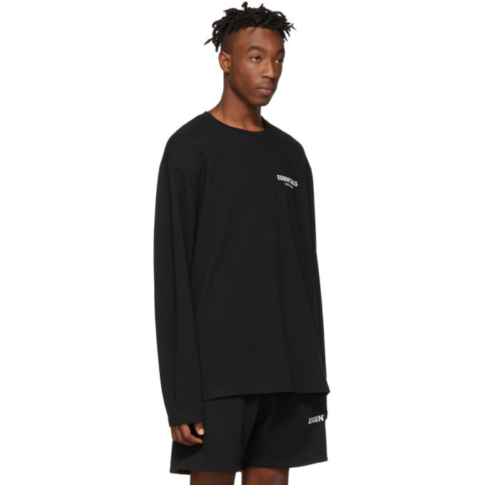 Essentials Black Logo Long Sleeve T-Shirt Essentials