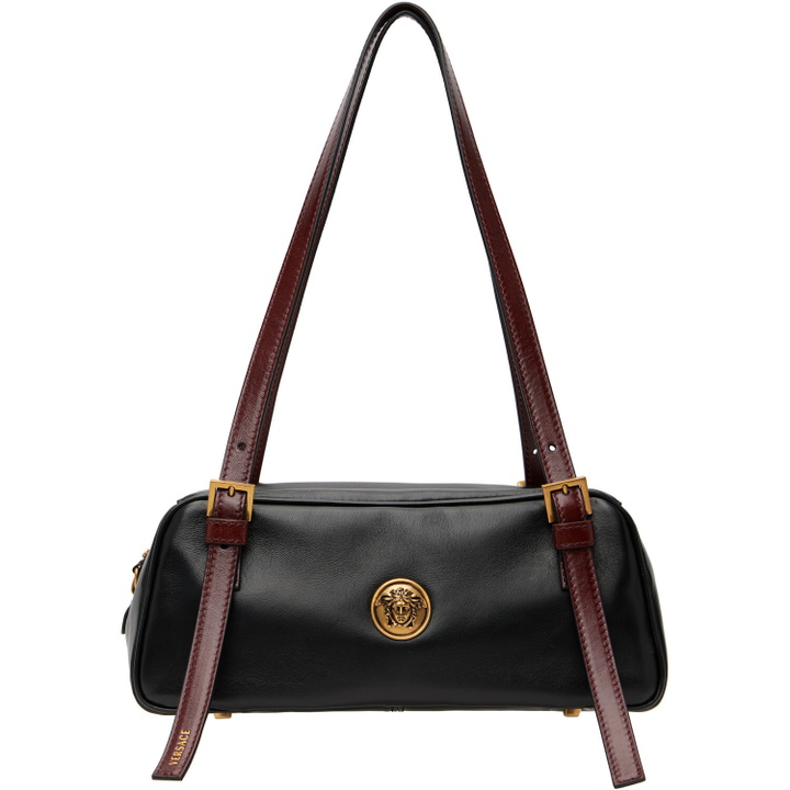 Photo: Versace Black & Brown Emblème Nappa Bowling Bag