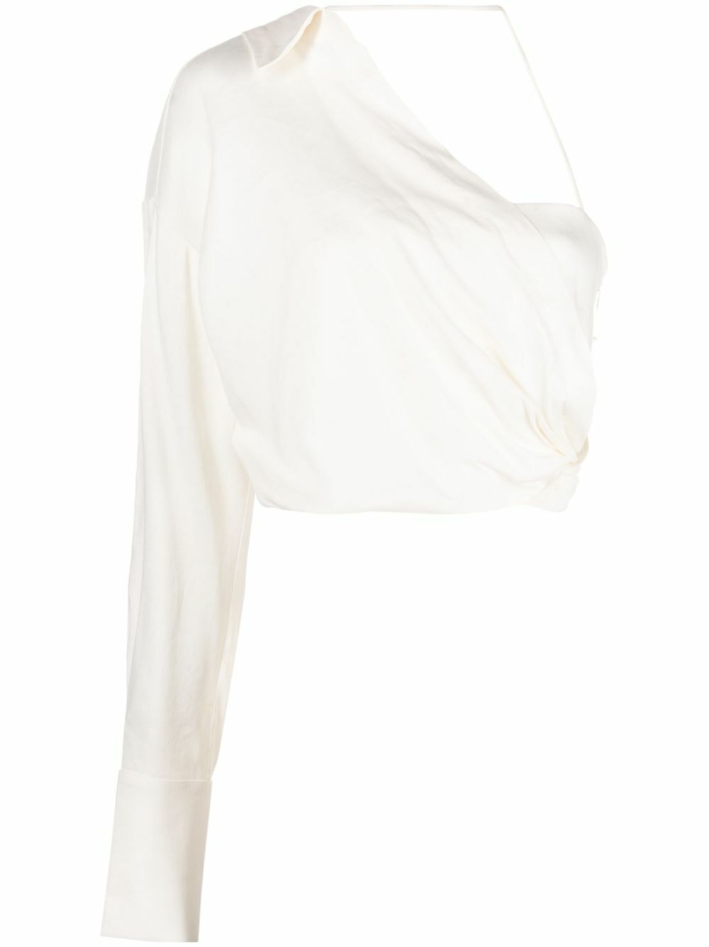 GAUGE81 White Ganri Draped One-Shoulder Blouse