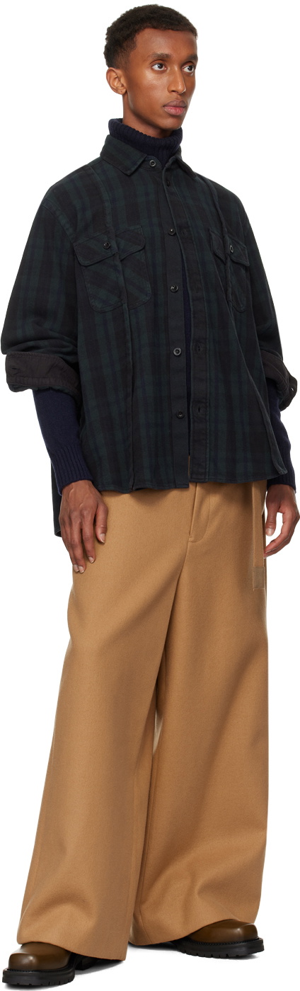 sacai Black & Green Plaid Shirt Sacai