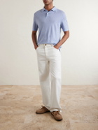 Hartford - Knitted Linen Polo Shirt - Blue