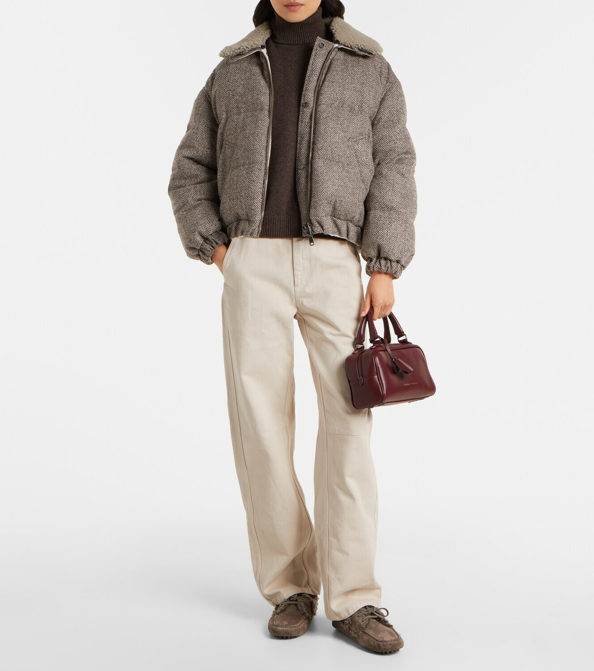 Brunello Cucinelli Monili shearling-trimmed suede moccasins
