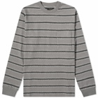 Beams Plus Men's Long Sleeve Jacquard Stripe Pocket T-Shirt in Grey