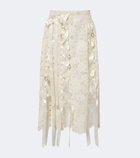 Simone Rocha Unraveling bow-detail lace midi skirt