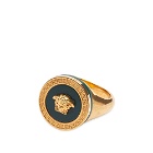 Versace Men's Medusa Head Onyx Set Signet Ring in Gold/Black