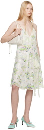 Anna Sui Off-White Rosies Posies Chiffon Romantic Lace Slip Dress