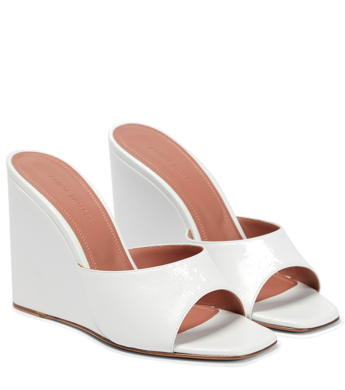 Wedge Amina Muaddi Lupita Leather Sandals Amina Muaddi Transparent PVC Lupita Wedge Sandals Size 38 Amina Muaddi TLC