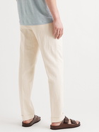 LORO PIANA - Slim-Fit Tapered Pleated Cotton and Linen-Blend Trousers - Neutrals