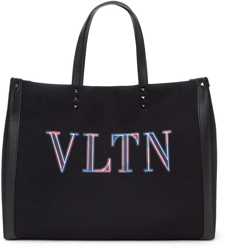 Photo: Valentino Garavani Black Medium VLTN Neon Tote