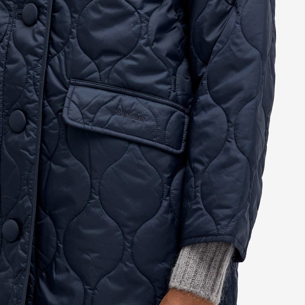 Barbour Women's x Alexa Chung Long Quilted Jacket in Navy