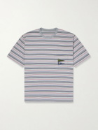 KAPITAL - Logo-Appliquéd Striped Cotton-Jersey T-Shirt - Blue