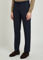 Sunspel Textured Slim-leg Stretch-wool Trousers Navy