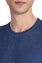 120% Lino T-shirt In Blue Linen