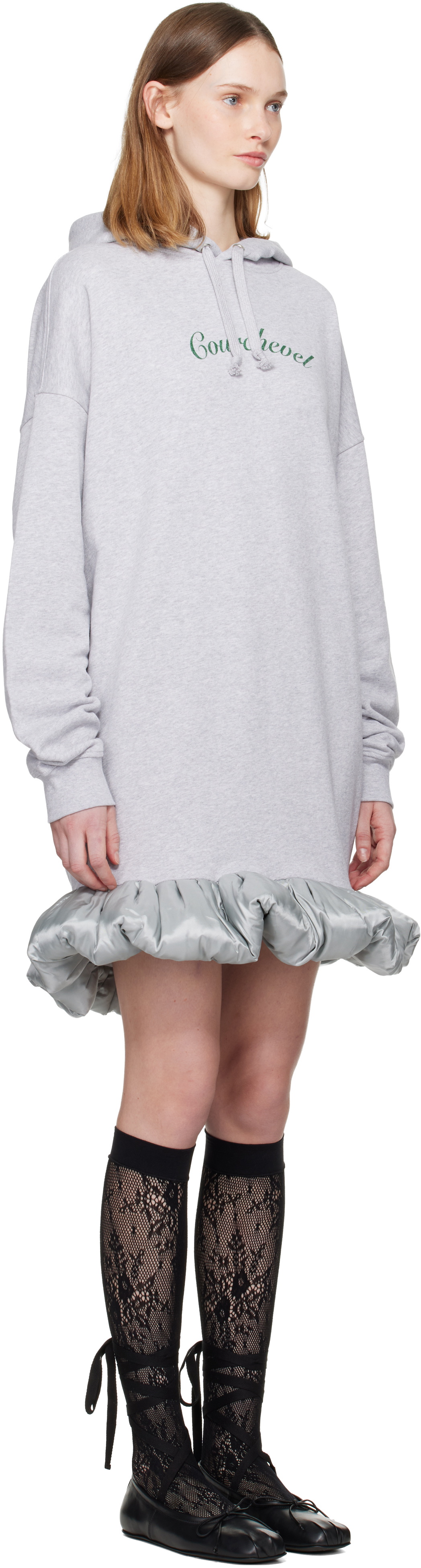 LAURA ANDRASCHKO Gray 'Courchevel' Hoodie Midi Dress