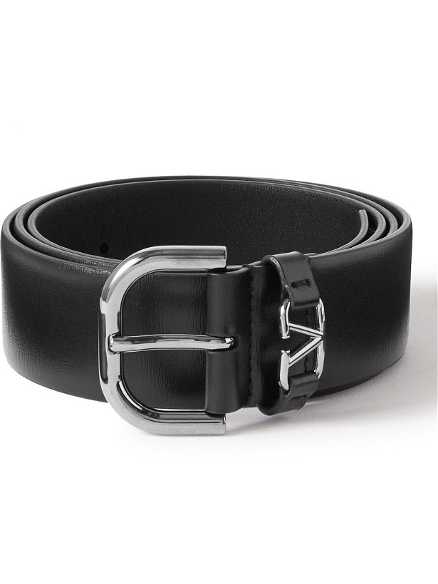 Photo: Valentino - Valentino Garavani 3.5cm V-Logo Leather Belt - Black