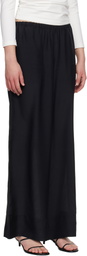 St. Agni Black Silk Grid Relaxed Trousers