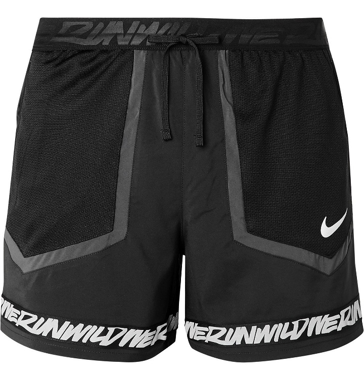 Photo: Nike Running - Flex Stride Wild Run Printed Mesh-Panelled Shell Running Shorts - Black