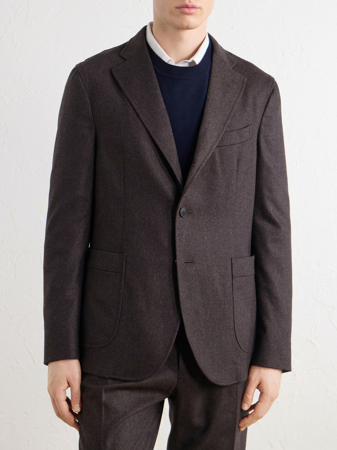 Slowear - Wool-Blend Flannel Suit Jacket - Brown