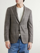 Canali - Kei Prince of Wales Checked Linen Suit Jacket - Brown