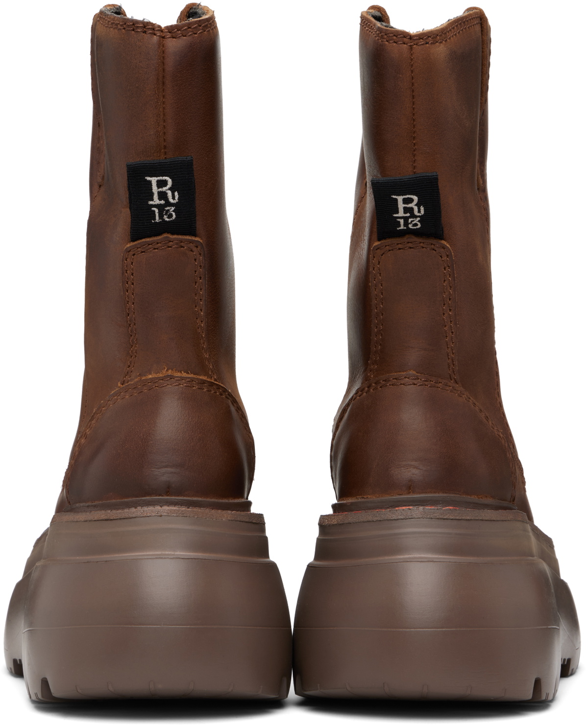 R13 SSENSE Exclusive Brown Chunky Workwear Boots