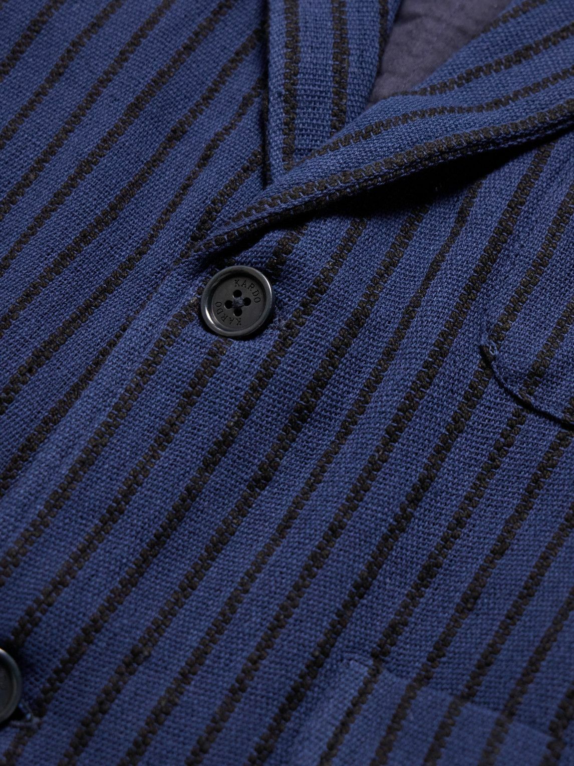 Kardo - Hugh 2.0 Unstructured Striped Cotton Suit Jacket - Blue