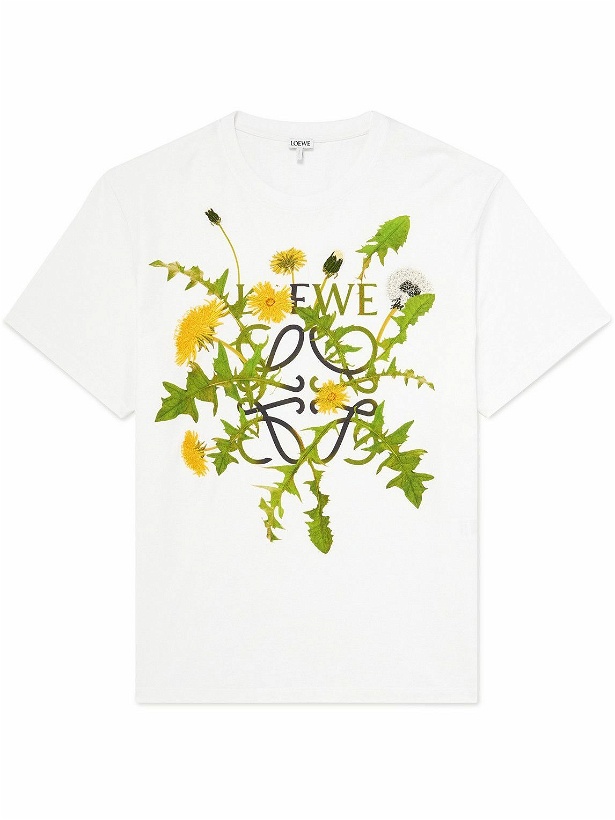 Photo: Loewe - Anagram Flowers Embroidered Cotton-Jersey T-shirt - White