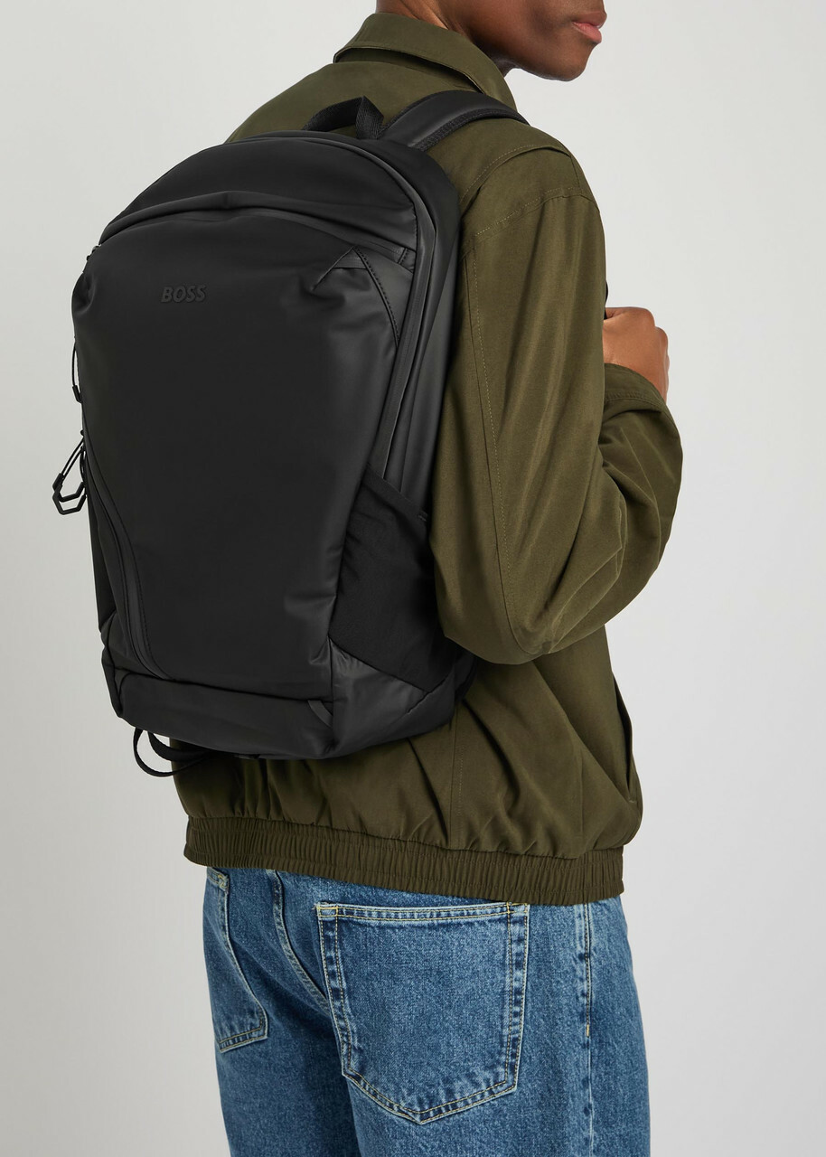 Boss Stenson Logo Coated Faux Leather Backpack - Black - One Size