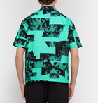 Flagstuff - Camp-Collar Printed Cotton Shirt - Men - Turquoise