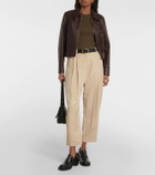 Tod's Short-sleeve ribbed-knit cotton top