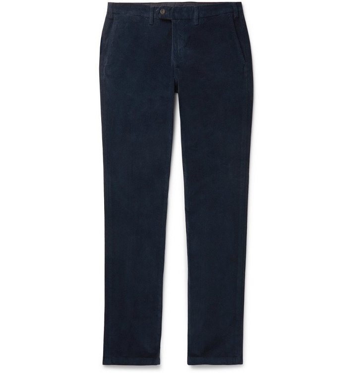 Photo: Canali - Navy Cotton-Blend Corduroy Trousers - Navy