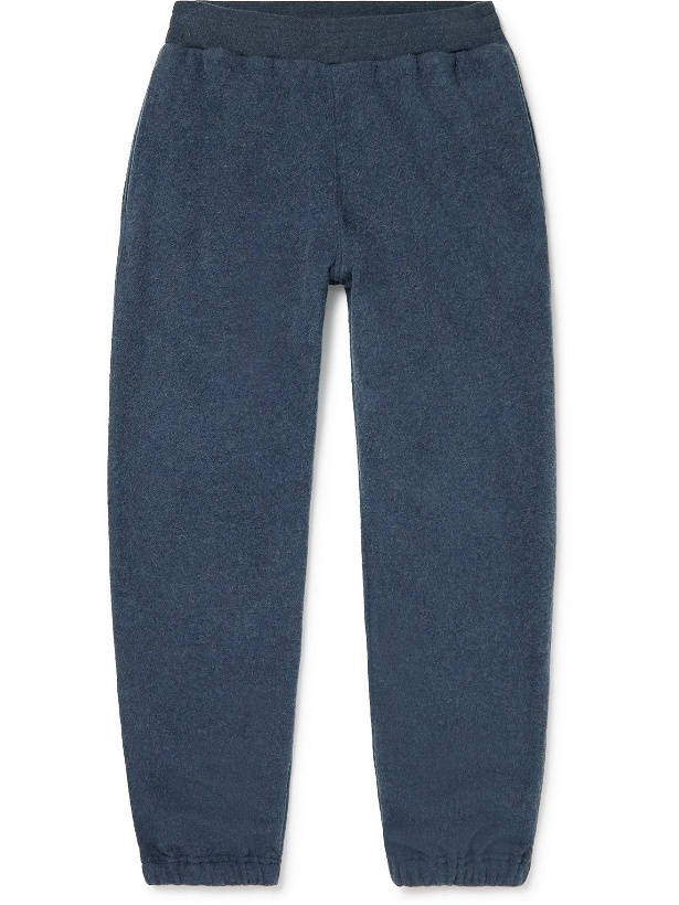 Photo: SSAM - Tomo Tapered Cotton and Camel Hair-Blend Sweatpants - Blue