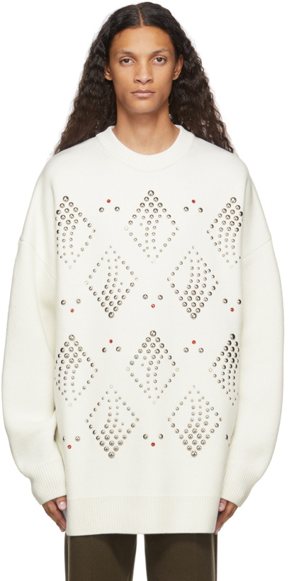 Photo: We11done White Hotfix Iron On Oversized Sweater