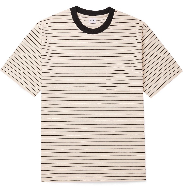 Photo: NN07 - Jorah Striped Stretch-Cotton and Modal-Blend Jersey T-Shirt - White
