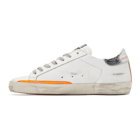 Golden Goose White and Orange Superstar Sneakers