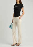 Juicy Couture Del Ray Logo-embroidered Velour Sweatpants Cream