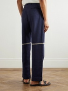 Kartik Research - Rabari Straight-Leg Embroidered Textured-Wool Trousers - Blue