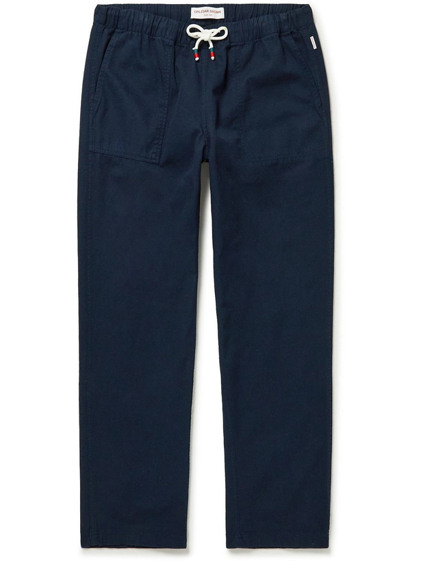 Photo: Orlebar Brown - Telford Beach Straight-Leg Cotton and Linen-Blend Drawstring Trousers - Blue