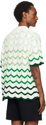 Casablanca White & Green Wavy Gradient Shirt