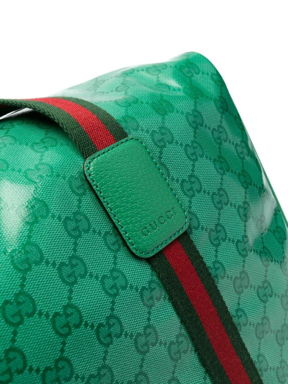 Gucci Large Jumbo Gg Leather Duffle Bag In Green