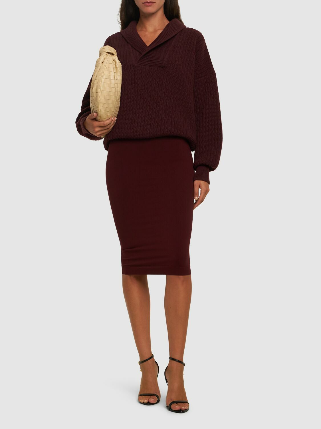 スカート ANDREADAMO SCULPTING JERSEY MIDI SKIRT (PS25254300 MASAI) ANDREADAMO Sculpting Jersey Midi Skirt ANDREADAMO