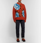 AMI - Oversized Floral-Intarsia Wool Sweater - Red