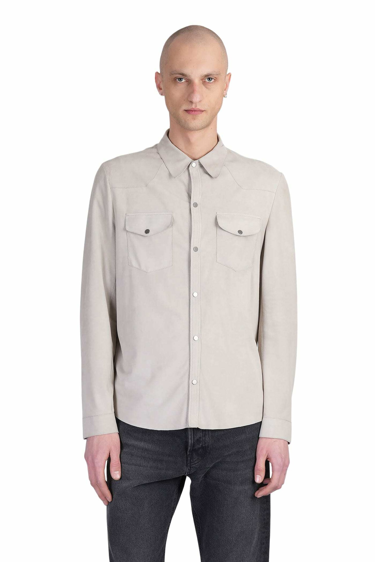 Salvatore Santoro Leather Jacket In Grey Leather