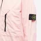 Stone Island Men's Brushed Cotton Canvas Zip Shirt Jacket in Pink