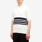 Palmes Men's Panel Knit Polo Shirt in Off-White