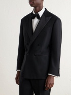 Thom Sweeney - Double-Breasted Satin-Trimmed Wool-Fresco Suit Jacket - Black