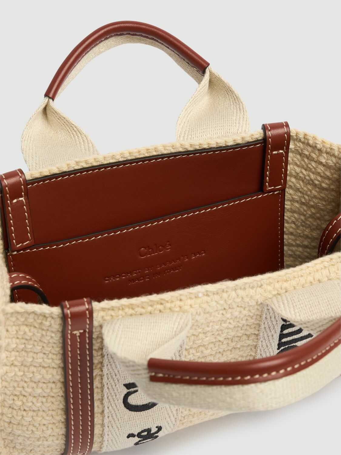 CHLOÉ Mini Woody Crochet Top Handle Bag Chloe