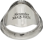 Alexander McQueen Silver Medallion Skull Signet Ring