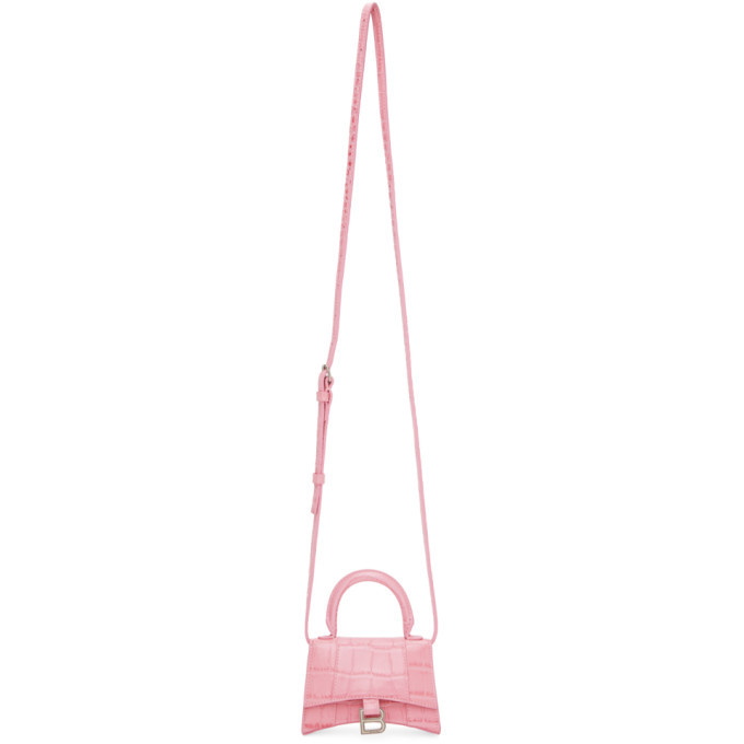 Balenciaga Mini Hourglass Denim Tote Bag - Pink