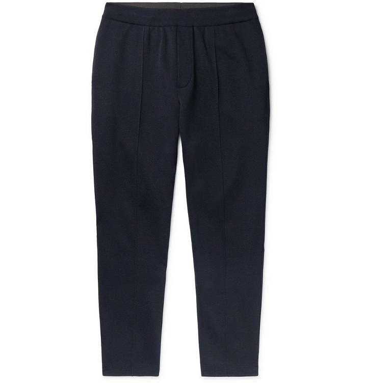 Photo: Berluti - Slim-Fit Tapered Mulberry Silk and Cotton-Blend Sweatpants - Navy